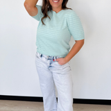 Pointelle Mint Short Sleeve Top