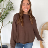 Brown Knit Wide Sleeves Sweater