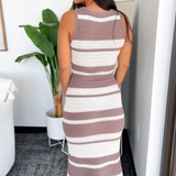 Macie Striped Sleeveless Knit Midi Dress