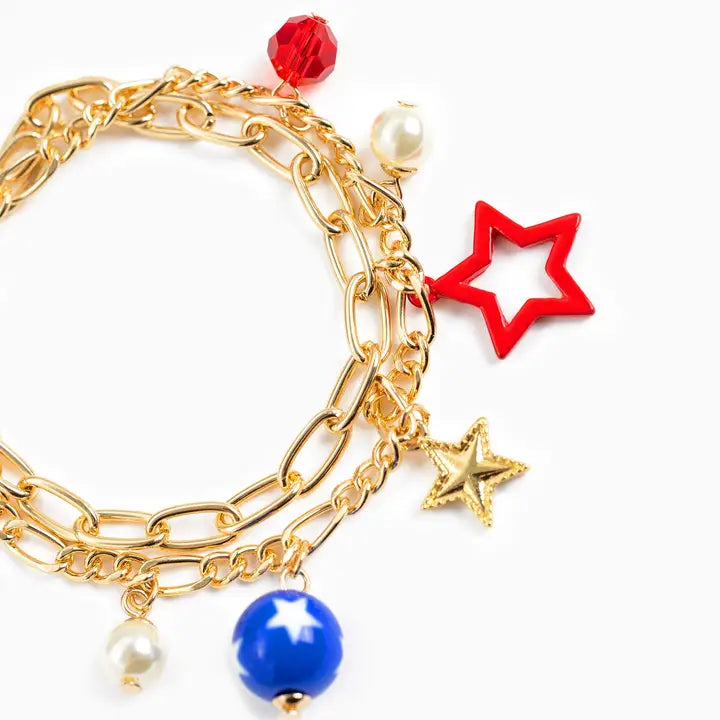 Red, White & Blue Layered Charm Bracelet