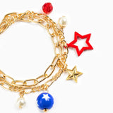 Red, White & Blue Layered Charm Bracelet