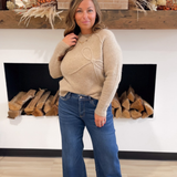 Taupe Knit Bow Textured Sweater