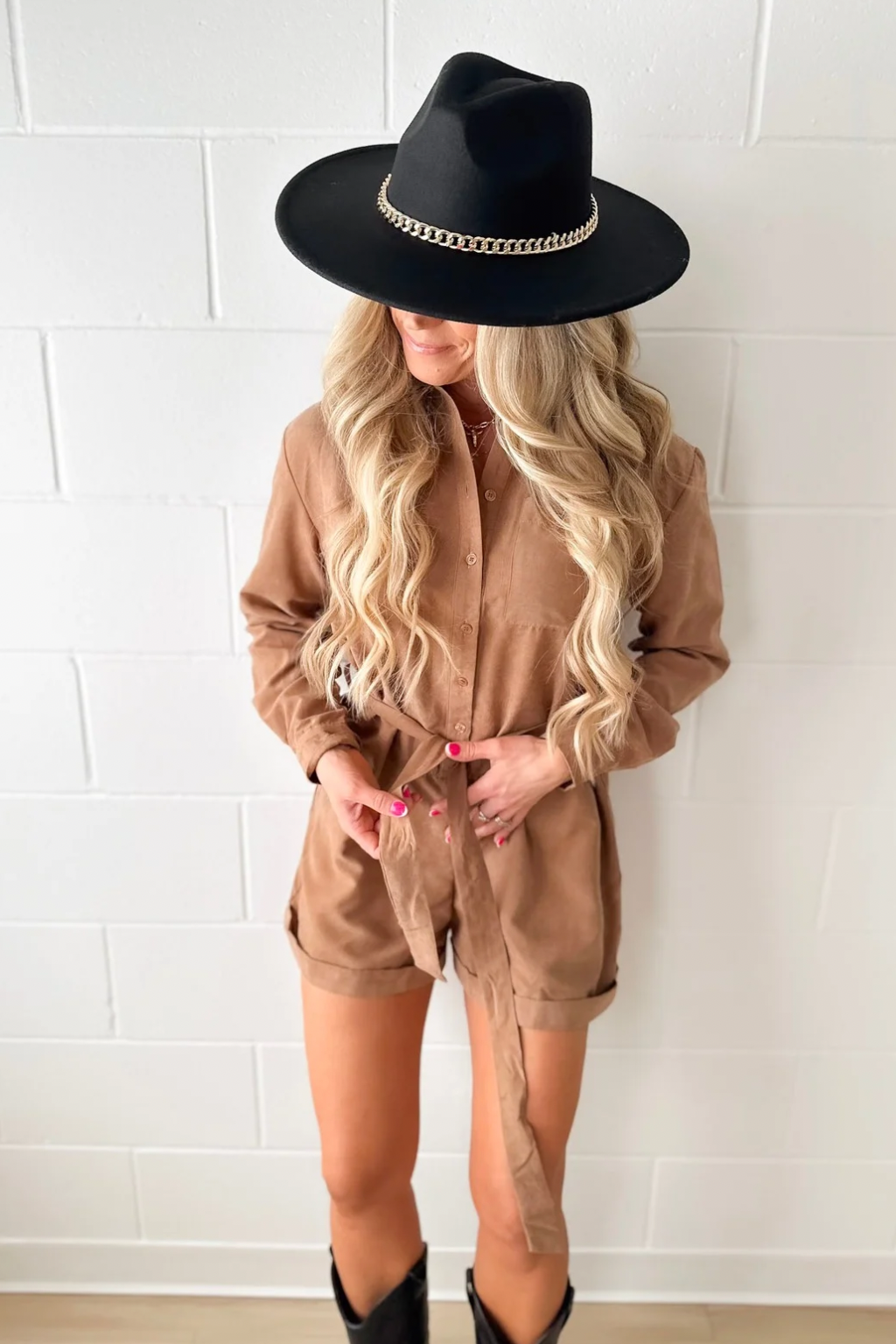 Mocha Collared Button Down Romper