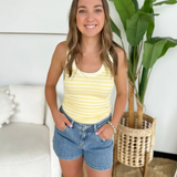 Nikibiki Striped Ribbed Tank Top - Pale Banana