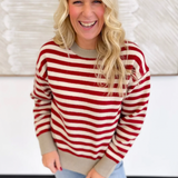 Classic Striped Knit Sweater with Contrast Trim (2 colors)