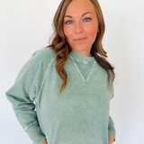 Lightweight Acid Wash Pullover-Teal