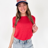 Red Basic Crew Neck Tee