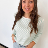 Pinstripe Long Sleeve Knit Top (2 Colors)