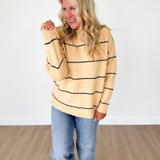 Yellow Knit Navy Thin Striped Sweater