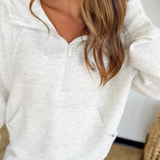 Light Grey Quarter Zip Up Hooded Pullover