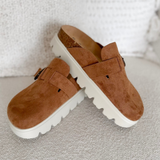 Tan Suede Chunky Clog