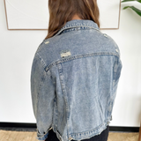 Distressed Cropped Denim Jacket