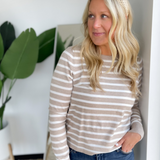 Chelsea Oatmeal/Ivory Striped Long Sleeve Top