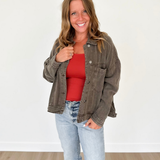Relaxed Vintage Black Coffee Denim Jacket