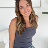 Graphite Double Layer Square Neck Tank Top
