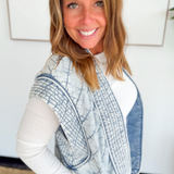 Washed Denim Quilted Shawl Vest