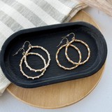 Wood Beaded Circle Dangle Earrings