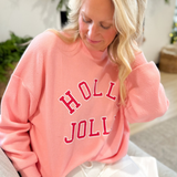 Holly Jolly Pink Waffle Knit Crewneck