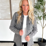 Black Denim Chambray Button Down Shirt