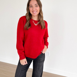 Red Classic Knit Sweater