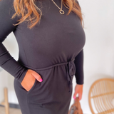 Zoey Long Sleeve Black Mini Dress