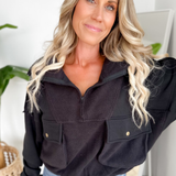 Contrast Sherpa Quarter Zip Pullover