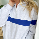 Heather Grey/Blue Relaxed 1/4 Zip Pullover