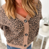 Brown Leopard Button Cardigan