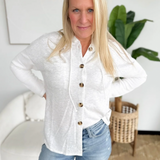 Heather Grey/White Button Hooded Shacket