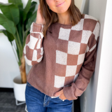 Isabelle Color Block Checkered Knit Sweater