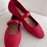Red Knit Flats