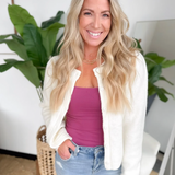 Ivory Puff Sleeve Sweater Cardigan