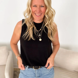 Black Soft Bubble Hemline Tank Top
