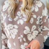 Karsyn Textured Taupe Floral Sweater