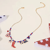 Miss USA Gold Beaded Charm Necklce