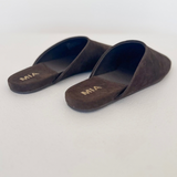 Espresso Suede Slip On Mules