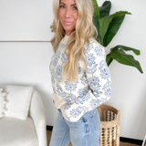 Floral Pattern Cream Sweater (2 colors)