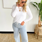 White Boxy Long Sleeve Top
