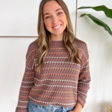 Coco Colored Thin Striped Crochet Sweater