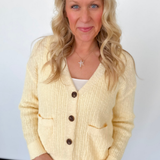 Relaxed Butter Yellow Button Up Cardigan