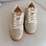 Oatmeal Contrast Lace Up Sneakers