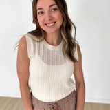 Ivory Lightweight Cable Knit Sleeveless Top