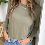 Olive - Long Sleeve Basic Top