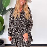 Blaire Black Floral Long Sleeve Mini Dress