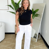 Black Knit Crew Neck Sleeveless Top