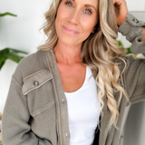 Waffle Knit Button Up Hooded Shacket (3 Colors)