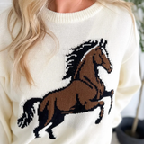 Cream Knit Horse Sweater