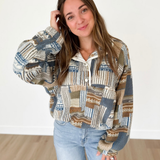 Patterned Soft Sherpa Pullover