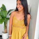 Oakley Crochet Mustard Mini Dress