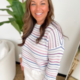 Berry Multicolored Striped Crochet Top